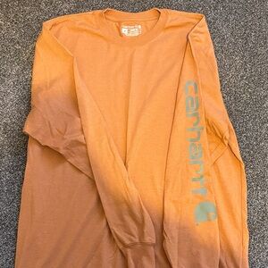 Carhartt Men's Long Sleeve Logo Tee in Rust Orange